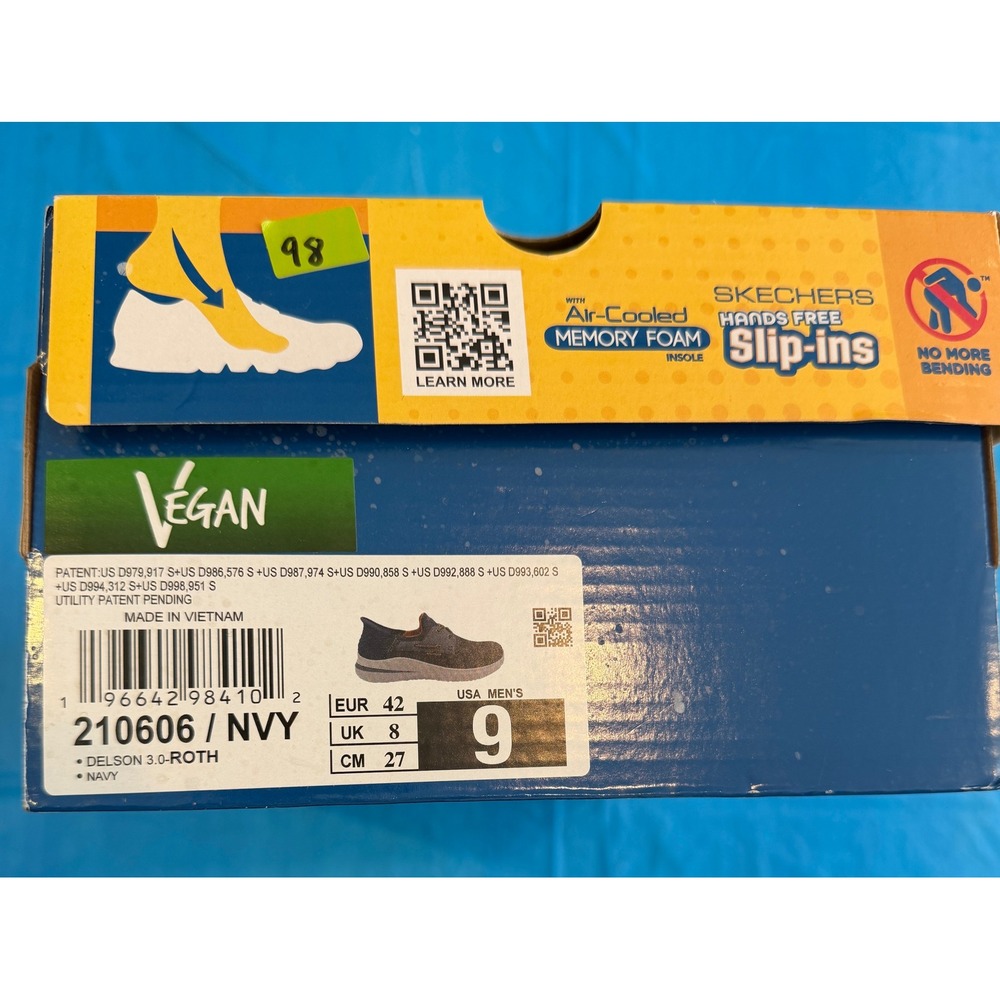 Skechers Hands Free Slip-ins Delson 3.0 Roth Navy Vegan Sneakers Mens 9 210606